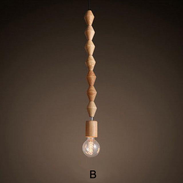 Retro Style Nature Oak Wooden Pendant Lamp - Image 5
