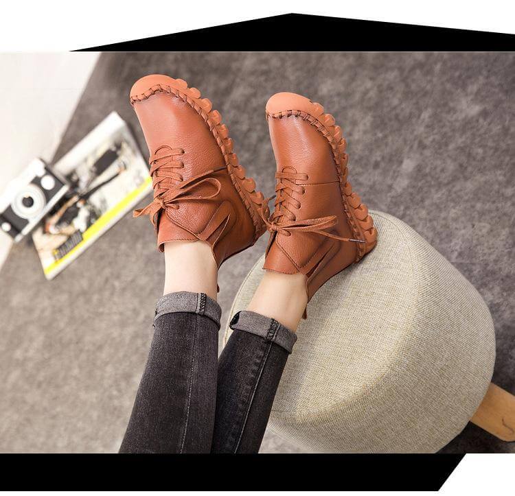 Casual Low Round Toe Leather Winter Shoes - Image 3