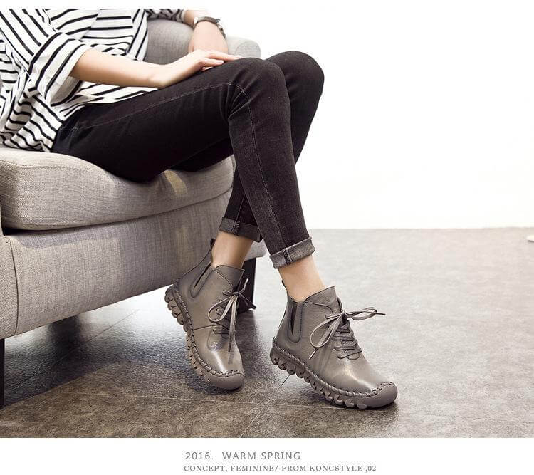 Casual Low Round Toe Leather Winter Shoes - Image 12