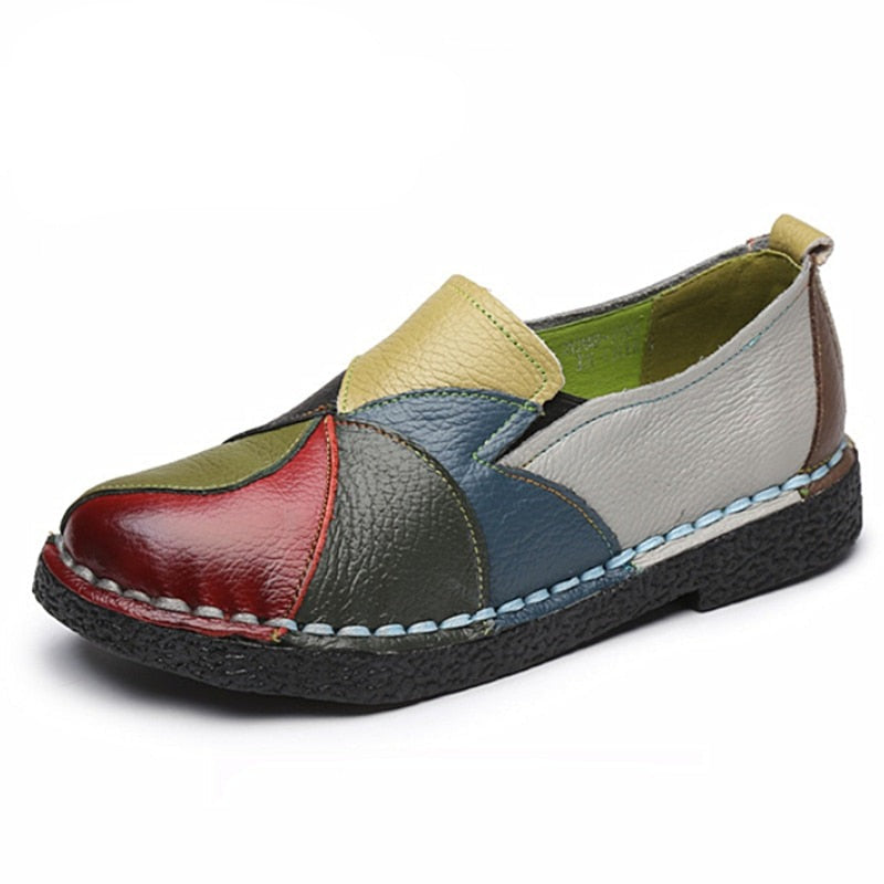 Mixed Colors Women Leather Casual Shoes - Image 2