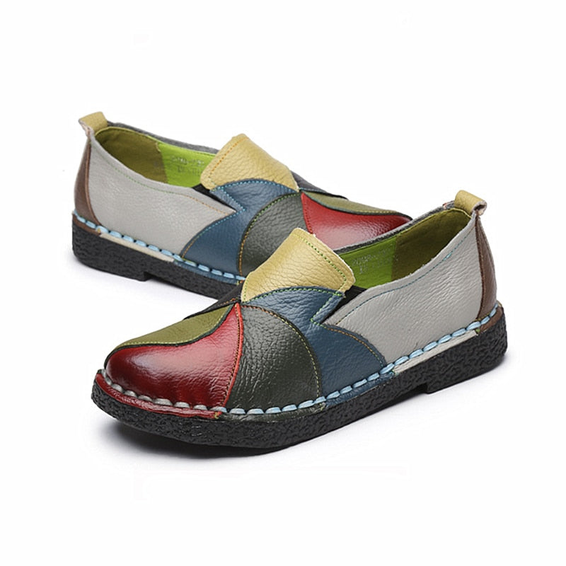 Mixed Colors Women Leather Casual Shoes - Image 3