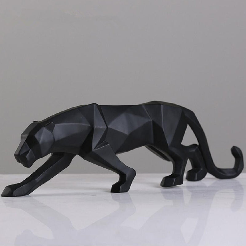 Modern Resin Geometric Black Panther Sculpture - Image 0