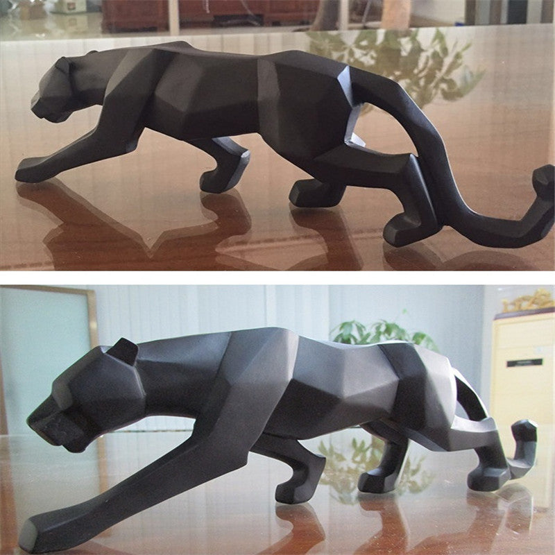 Modern Resin Geometric Black Panther Sculpture - Image 3
