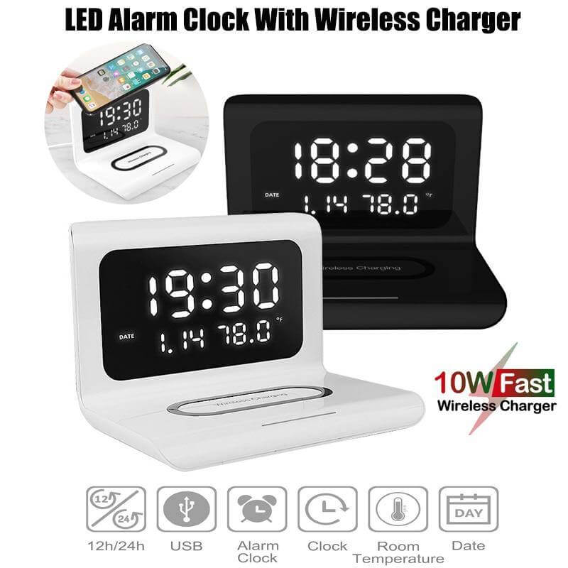 Smart Wireless Charging Alarm Table Clock - Image 1