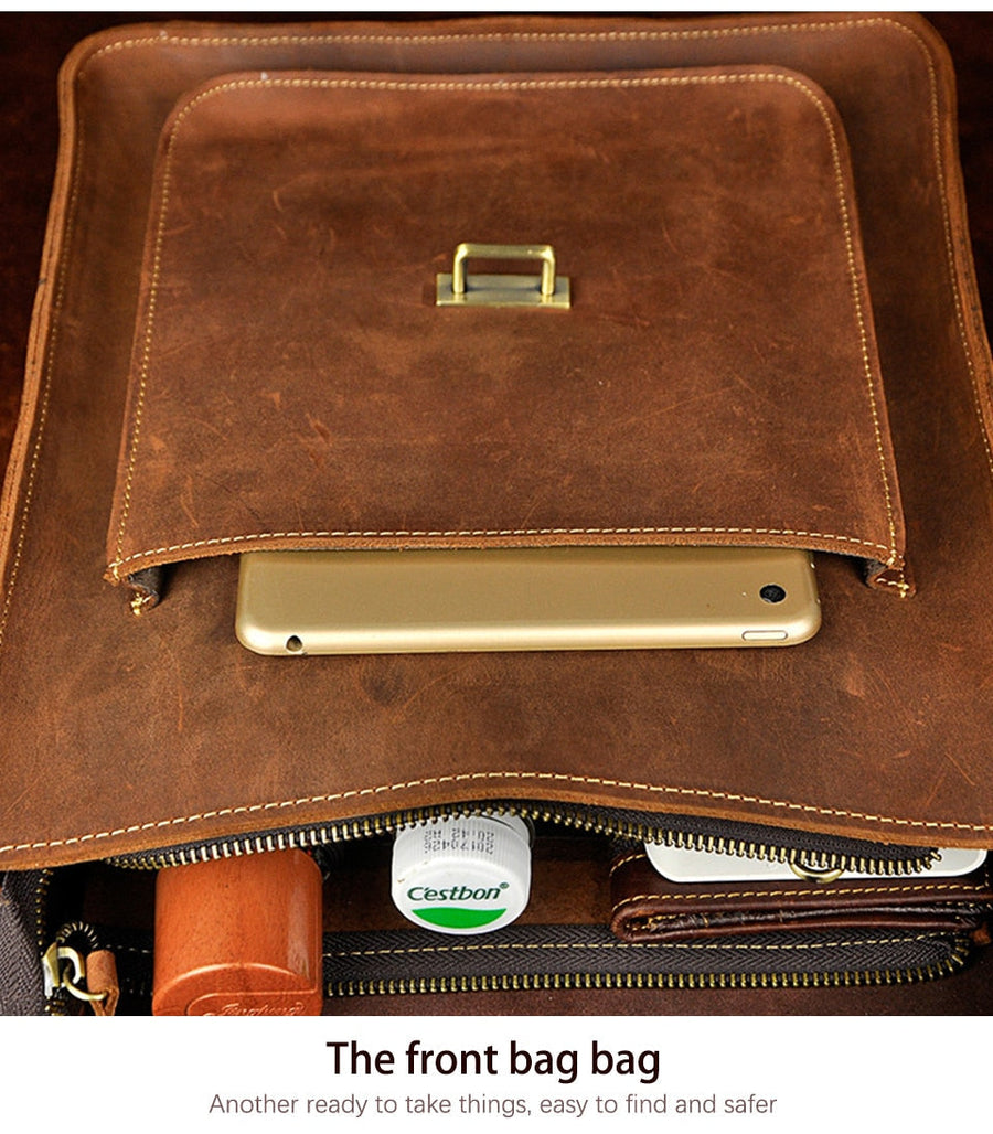 Vintage Stylish Leather Casual Messenger Bag - Image 2
