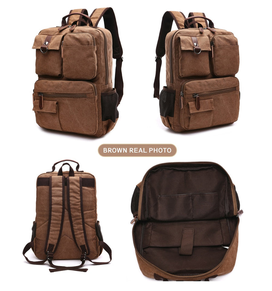 Korean Style Unisex Large Canvas Backpack - Image 6