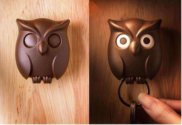 Cute Night Owl Magnetic Wall Key Holder - Image 1