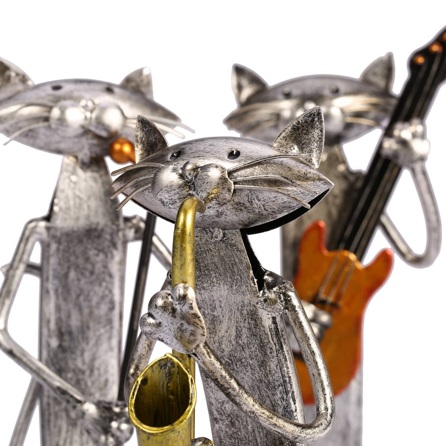 3 Mini Musician Cats Modern Sculpture - Image 1