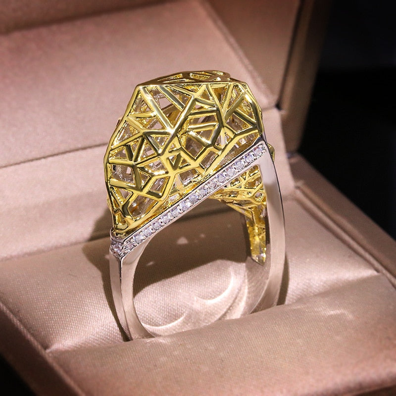 Modern Unique Bird Nest Hollow Network Ring - Image 2