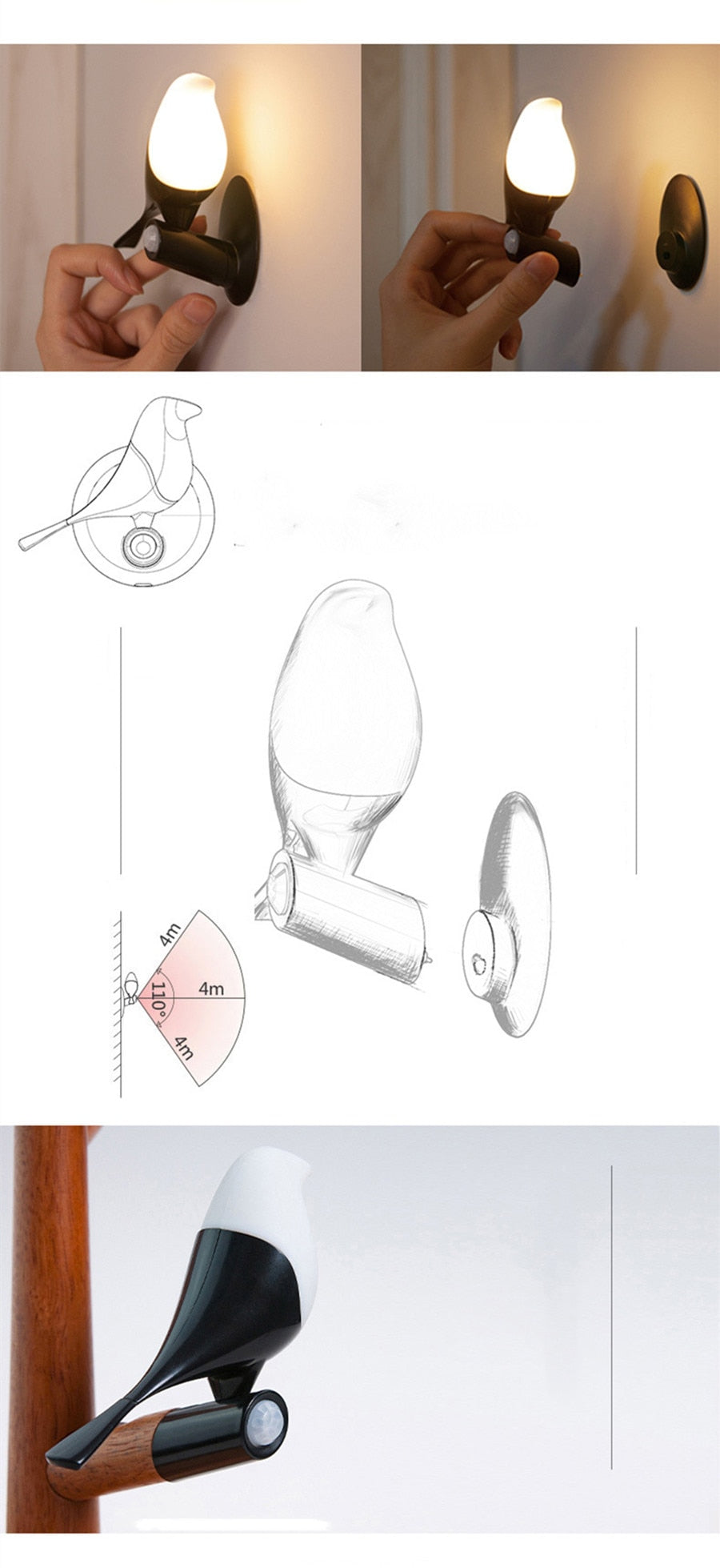 Smart Creative Chargeable Atmosphere Tree Bird Lamp - Image 11