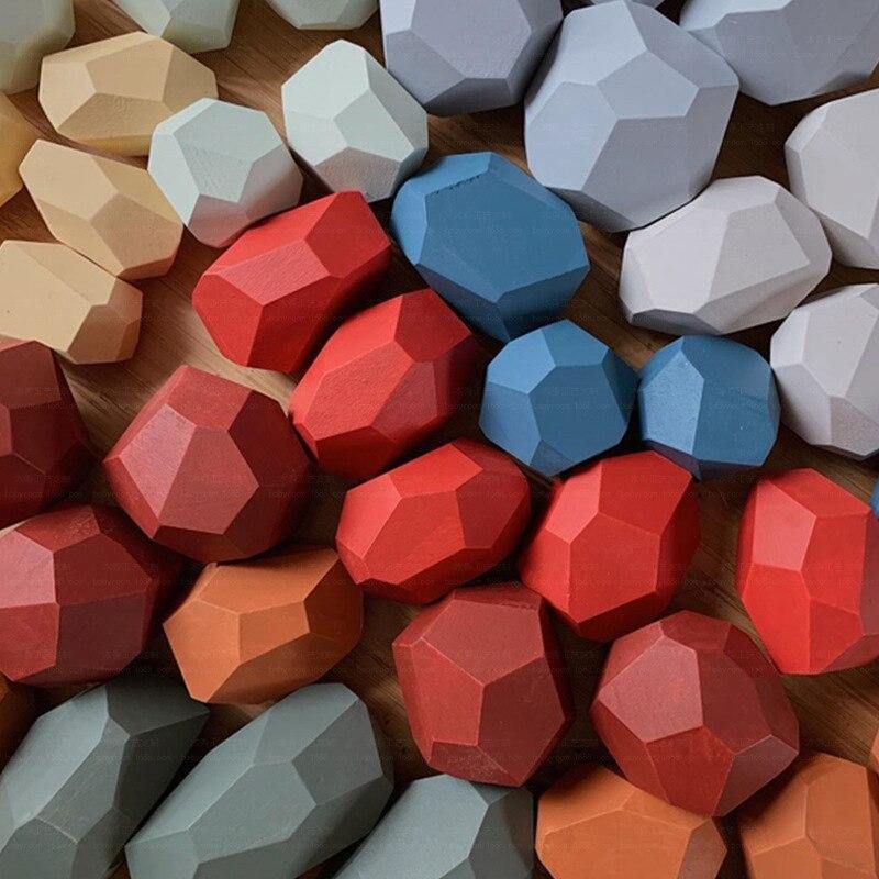 Colorful Wooden Stone Kids Intelligent Stacking Game - Image 1