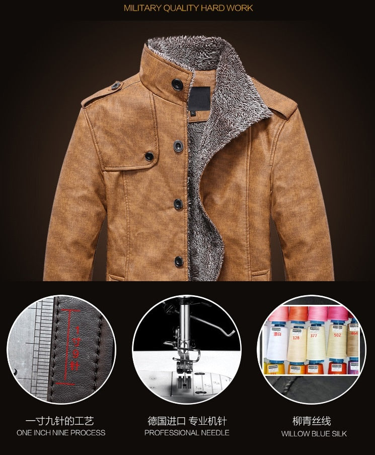Windbreaker Leather Long Coats Jacket for Men - Image 1
