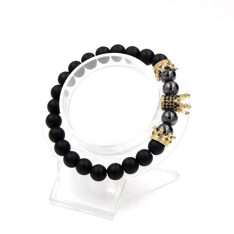 Handmade Natural Stone Beads Crown Bracelet - Image 1