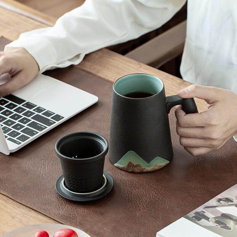 Mountain Art Ceramic Tea Mugs With Filter - Image 7