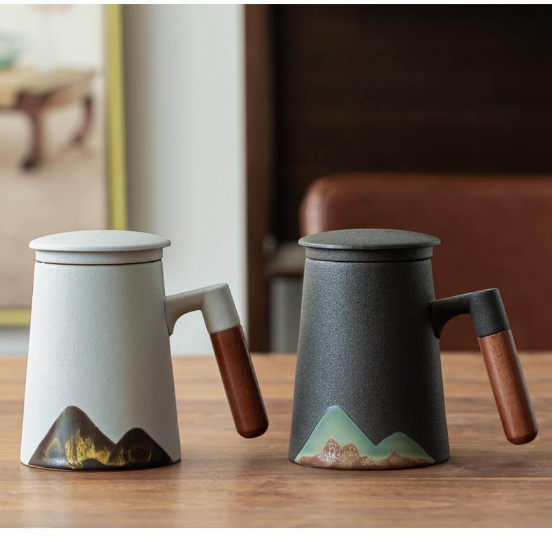 Mountain Art Ceramic Tea Mugs With Filter - Image 5