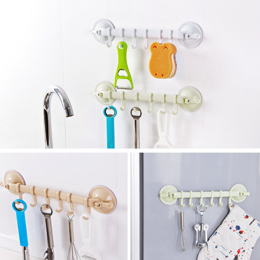 Adjustable Hook Double Suction Towel Rack - Image 1