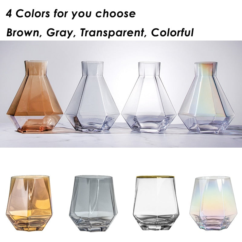 Diamond Shaped Clear Glass Pitcher Set - Image 1