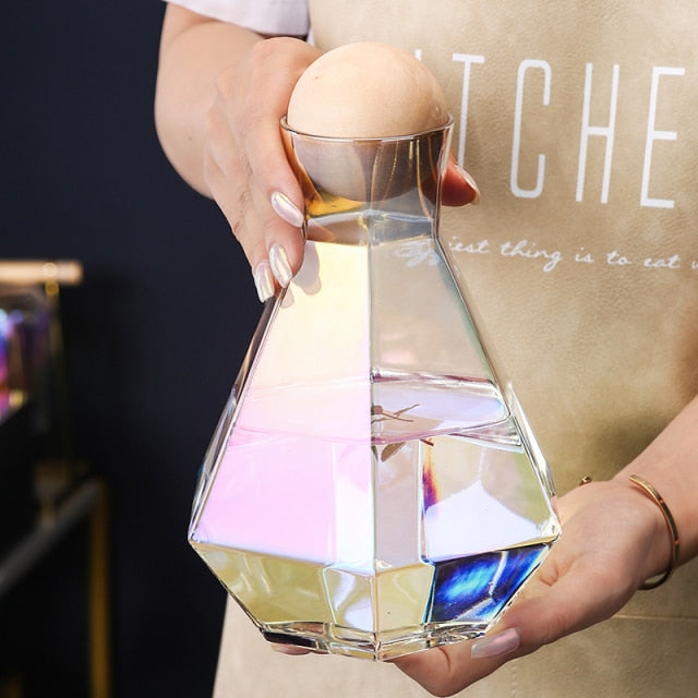 Diamond Shaped Clear Glass Pitcher Set - Image 5