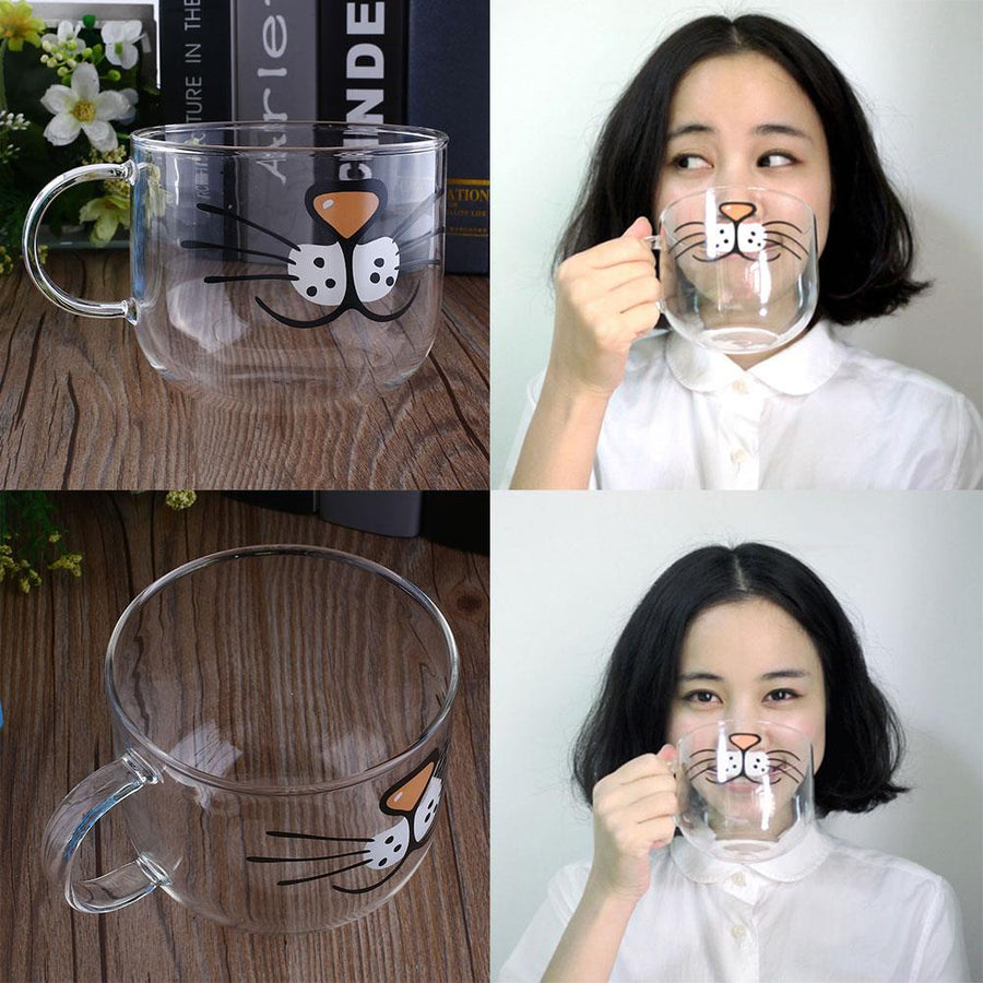 Cute Cat Glass Coffee Cup - Image 0
