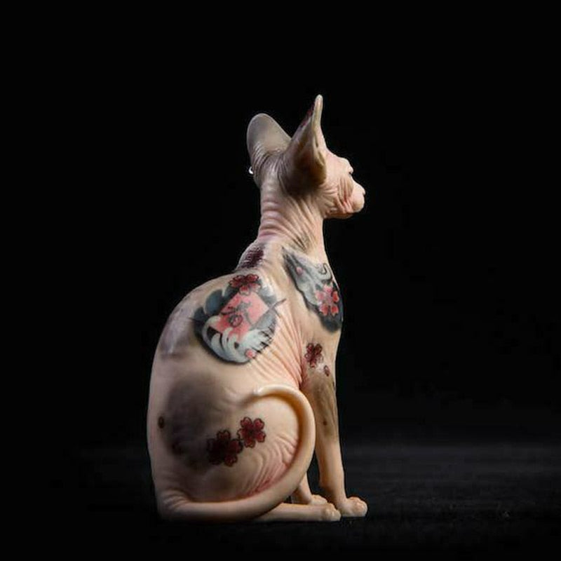 Decorative Tattooed Hairless Cat Figurine - Image 4