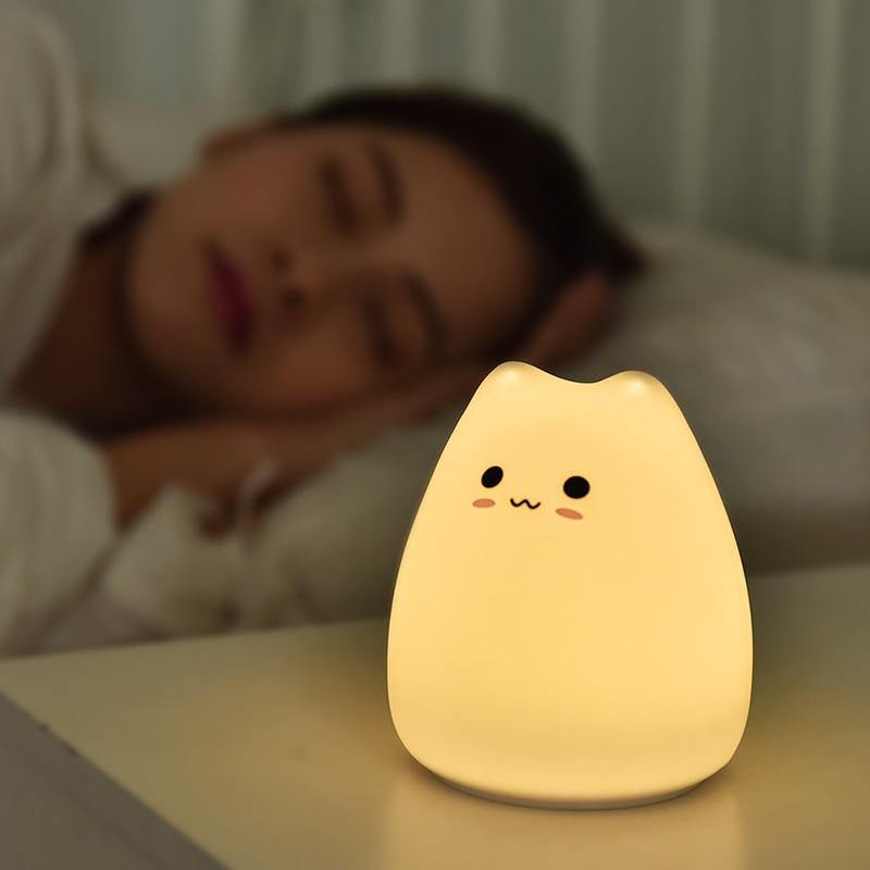 Colorful LED Silicone Touch Sensor Cat Night Lamp - Image 1