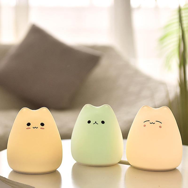 Colorful LED Silicone Touch Sensor Cat Night Lamp - Image 3