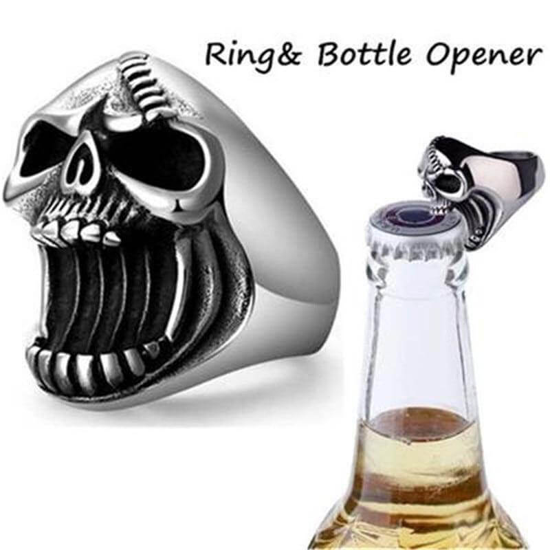 Cool Skull Unisex Ring Bottle Opener - Image 1