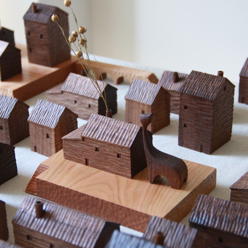 Walnut Miniature Wood House Decor - Image 1