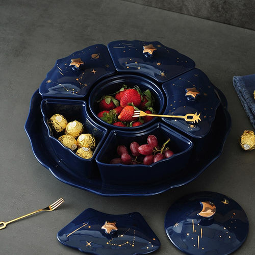 Night Sky Rotatable Ceramic Snack Plate - Image 0