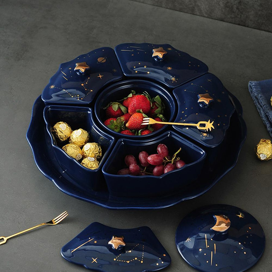 Night Sky Rotatable Ceramic Snack Plate - Image 0