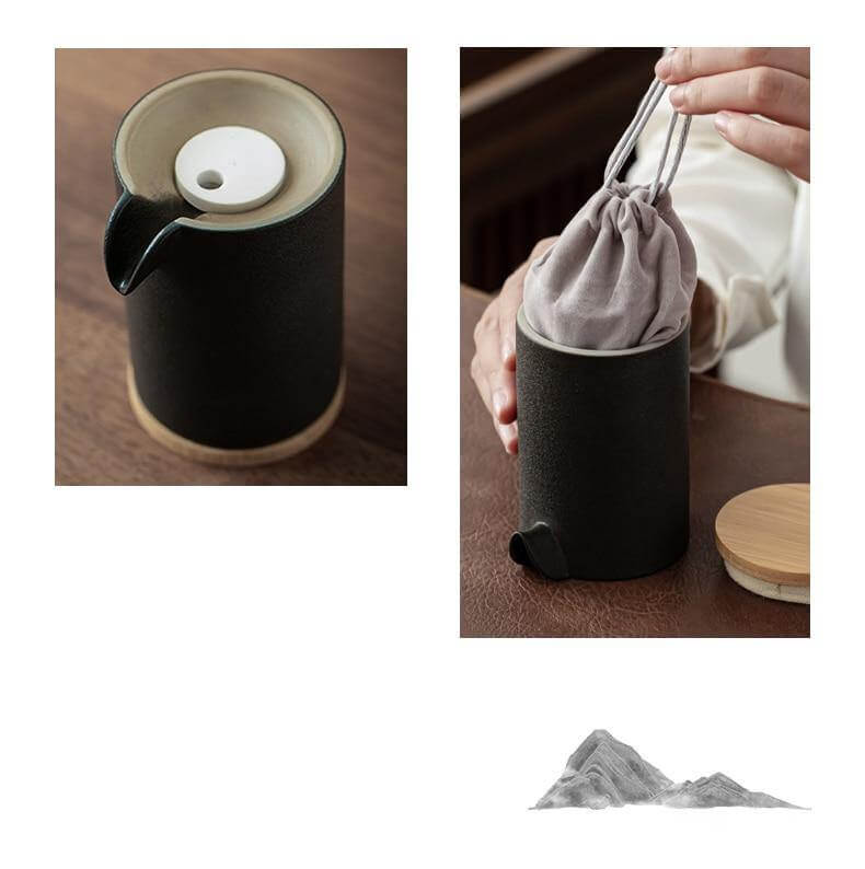 Portable Travel Ceramic Mountain Teapot With 3 Cups - Image 4