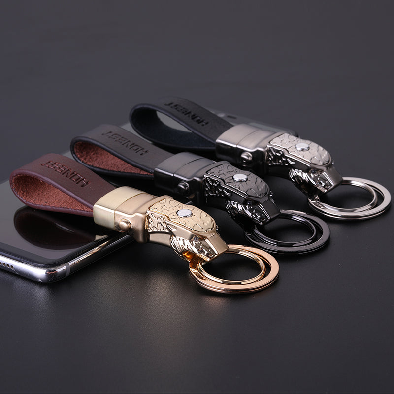 Elegant Leather Leopard Keychain Light - Image 9