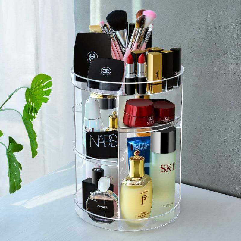 360 Degree Rotation Cosmetic MakeUp Cologne Organizer Box - Image 7