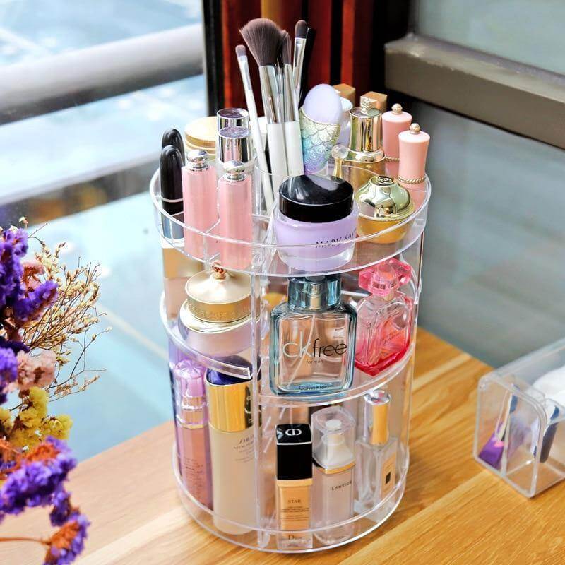 360 Degree Rotation Cosmetic MakeUp Cologne Organizer Box - Image 5