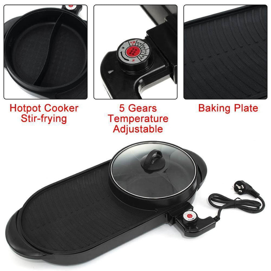 2 In 1 Hot Pot & Barbecue Non-Stick Electric Grill - Image 1