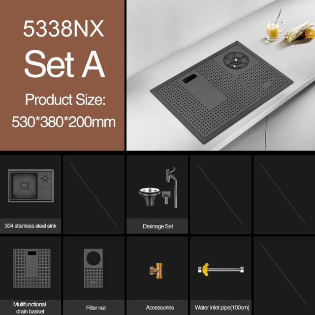 Elegant Black Nano Smart Kitchen Sink - Image 14