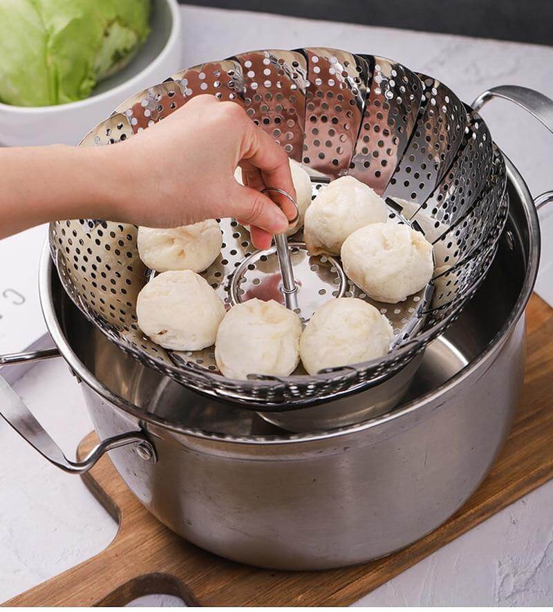 Vegetable Folding Stainless Steel Steaming Rack - Image 0