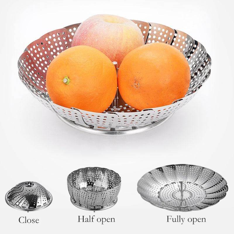 Vegetable Folding Stainless Steel Steaming Rack - Image 9
