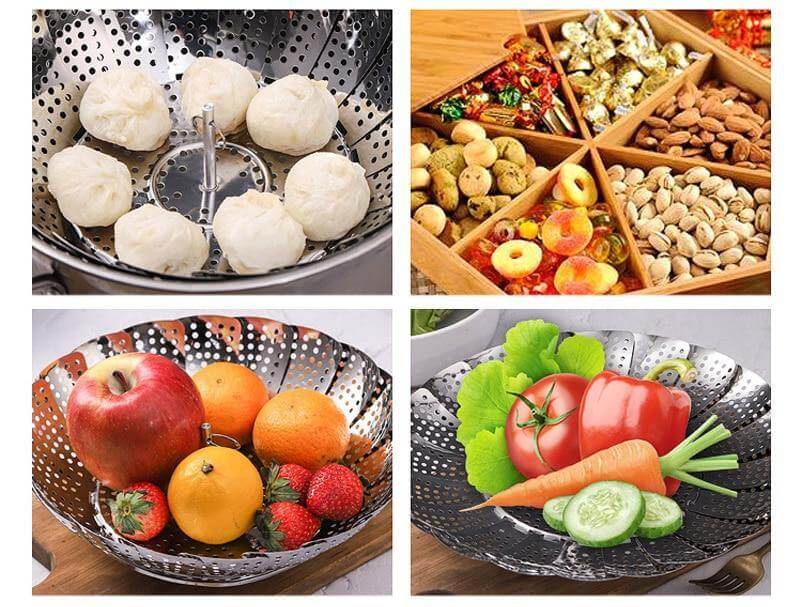 Vegetable Folding Stainless Steel Steaming Rack - Image 3