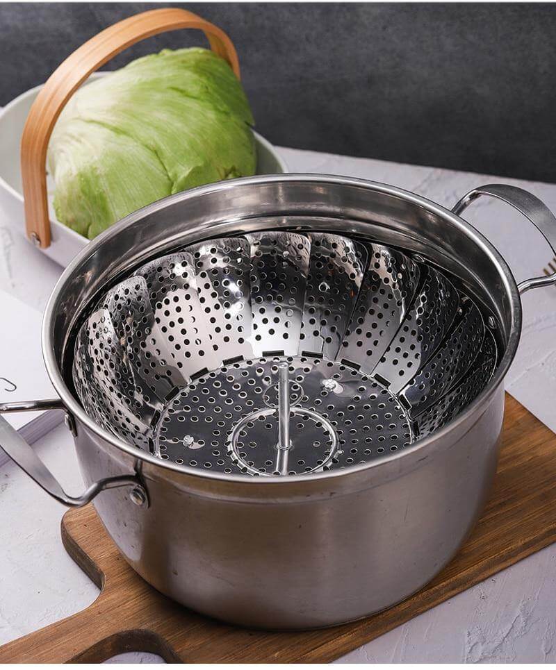 Vegetable Folding Stainless Steel Steaming Rack - Image 6