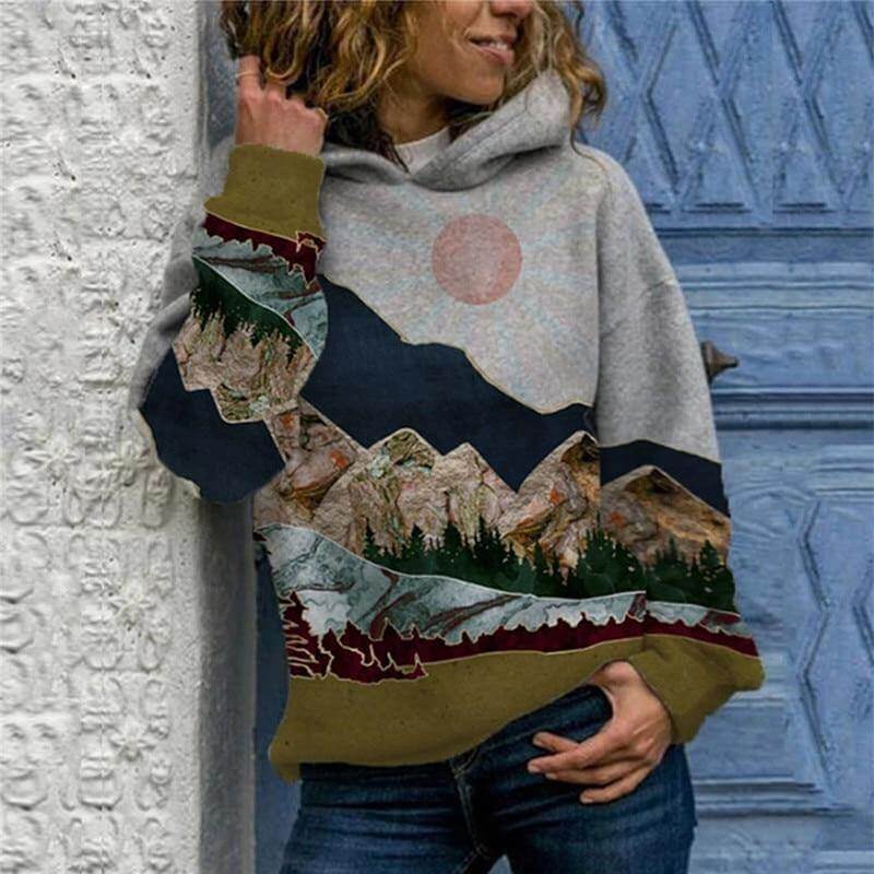 Vintage Stylish Mountain Hoodie - Image 4
