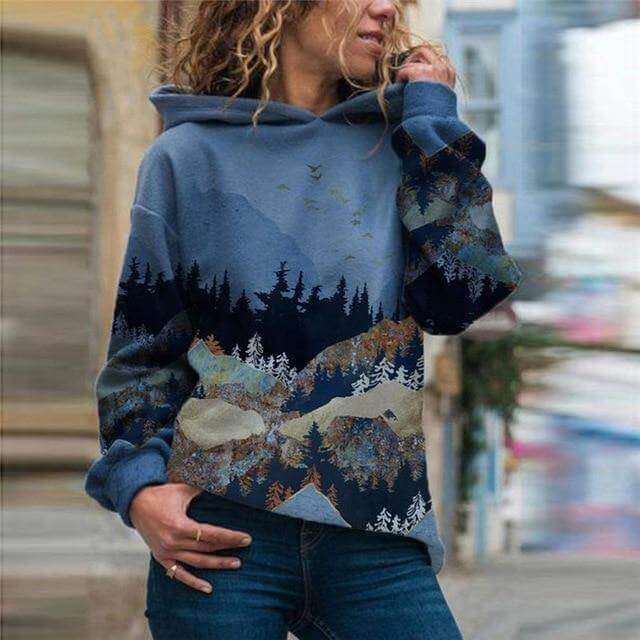 Vintage Stylish Mountain Hoodie - Image 2