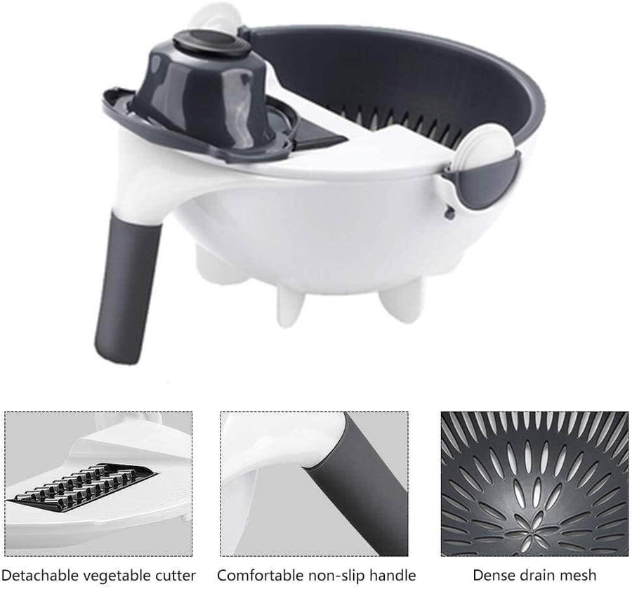 Multifunctional Rotate Vegetable Cutter With Drain Basket - Image 4
