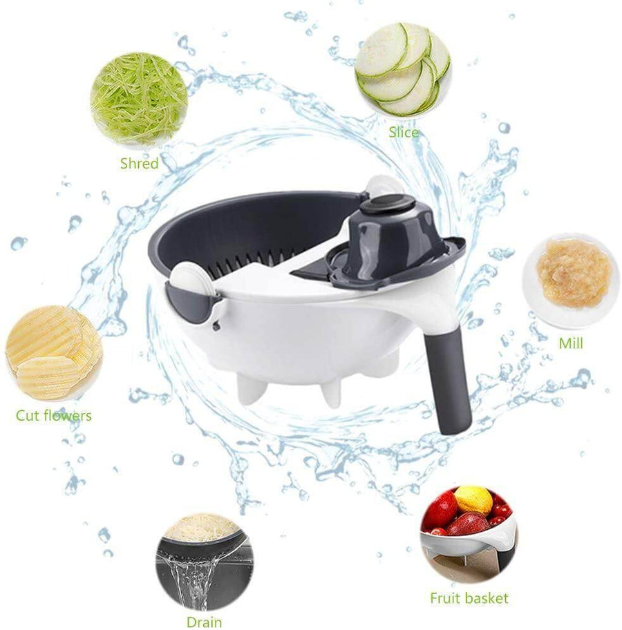 Multifunctional Rotate Vegetable Cutter With Drain Basket - Image 3