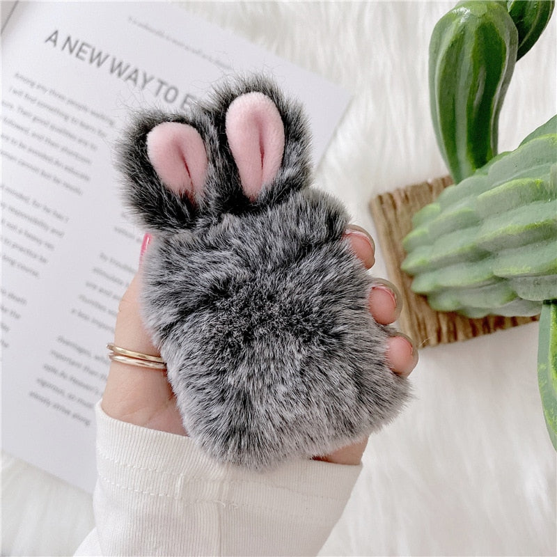 Cute Rabbit Ears Plush AirPods Case - Image 4