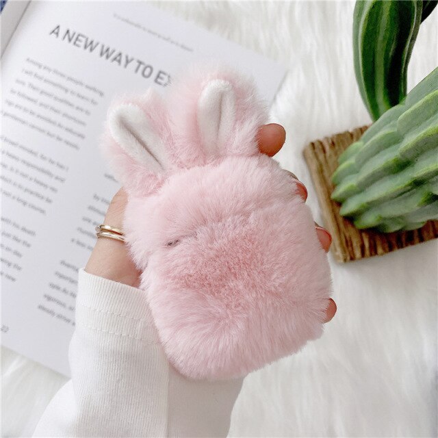 Cute Rabbit Ears Plush AirPods Case - Image 2