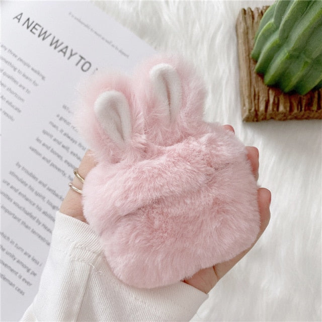 Cute Rabbit Ears Plush AirPods Case - Image 8