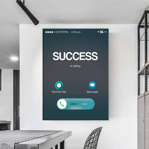 Success Is Calling Canvas Motivational Painting Poster - Image 0