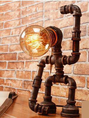 Robot Human Figures Iron Pipe Table Lamps - Image 3