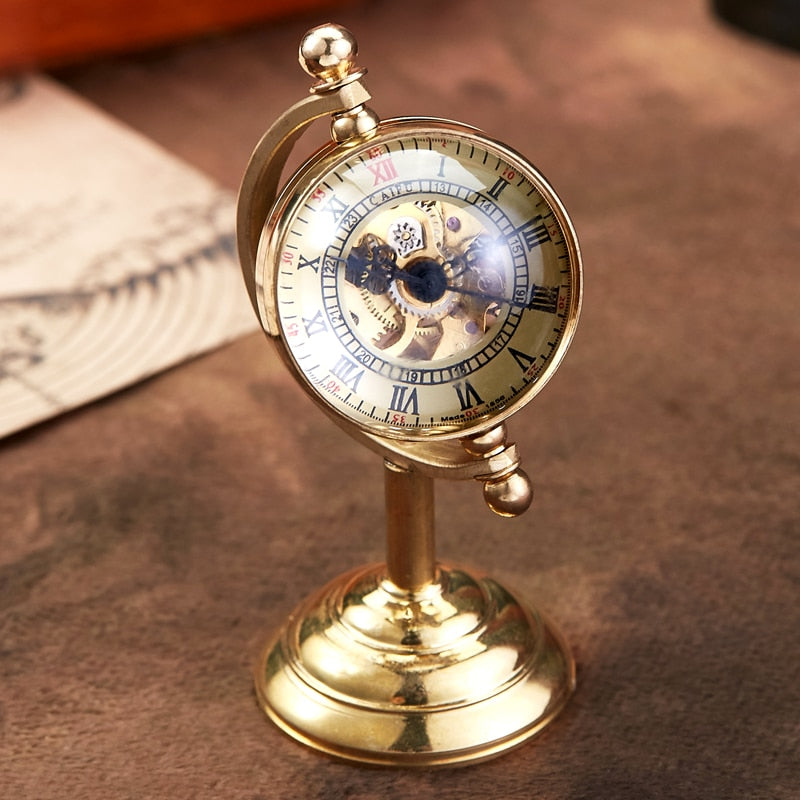 Mechanical Gold Spinning Globe Desk Clock - Image 4